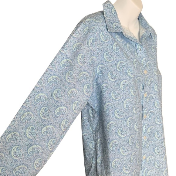 L.l.bean BUTTON UP BLOUSE IN BLUE PAISLY PRINT SIZE MEDIUM - Picture 3 of 11
